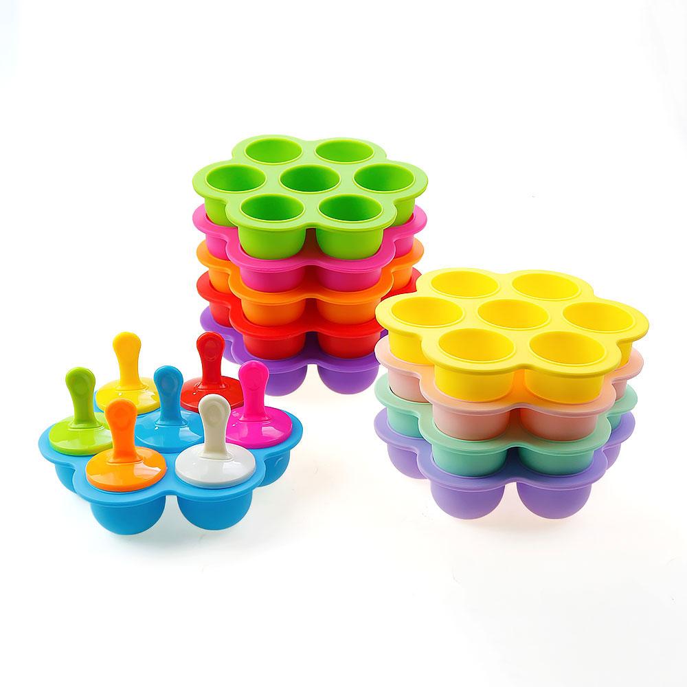Silicone World 9/7 Отверстий Силиконовые Формы для Эскимо DIY Форма для Мороженого на Палочке Лоток для Льда Детский Фруктовый Молочный Коктейль Коробка для Прикорма