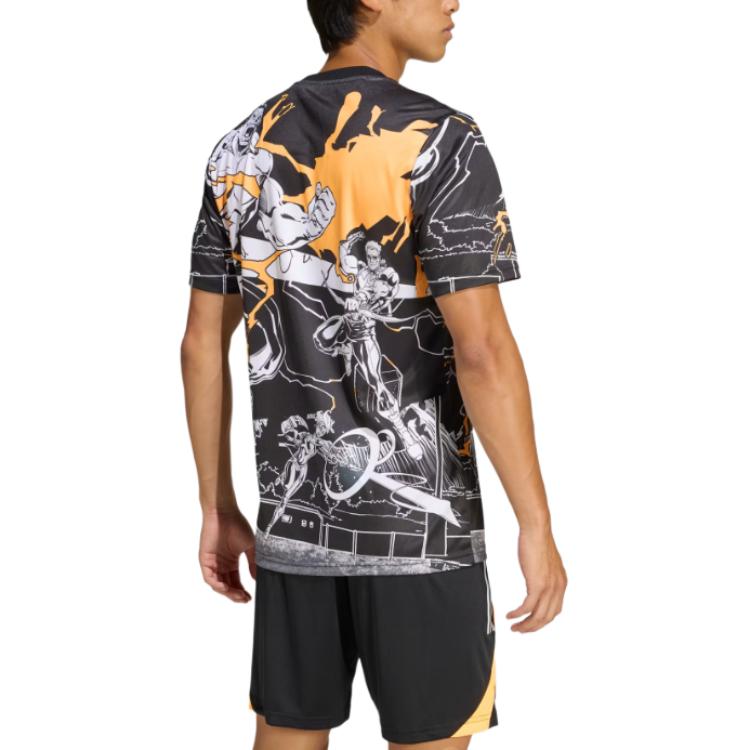 Adidas X Коллаборация Marvel Регби FW25 Разминочная футболка капитанов All Blacks Влагоотводящая Приталенного кроя Футболка регби с круглым вырезом и коротким рукавом Мужские топы JV7531