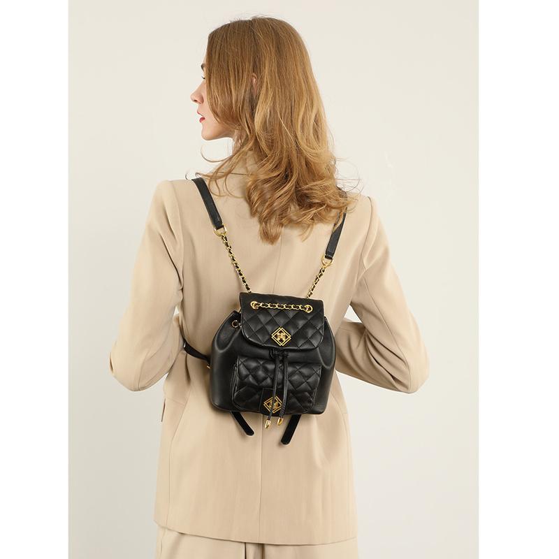 Сумка из натуральной кожи, маленький мини-рюкзак, женская сумка, рюкзак из воловьей кожи с ромбами, женский новый модный маленький рюкзак с язычком