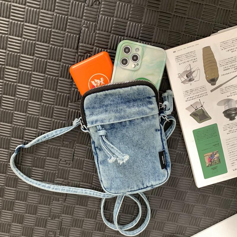 Джинсовая сумка для телефона на молнии, мини-сумка через плечо для женщин и мужчин