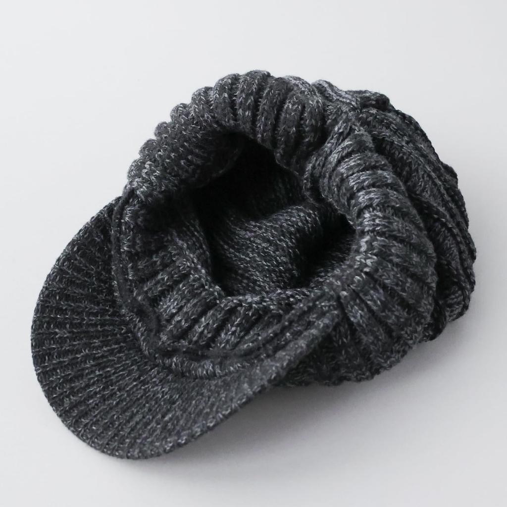 AVIREX Knit Cap with Loose Knit Knit Newsboy Winter Knit Newsboy Cap for Men and Mixed 057 89 Brim, Fit, Cap, Cap, Women, Charcoal,
