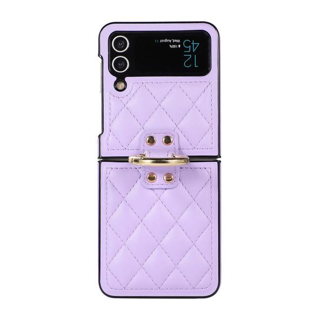 Модный кожаный чехол-держатель с крючком для пальца в сетку для Samsung Galaxy Z Flip 4 Zflip 3 5g противоударный складной чехол Fundas