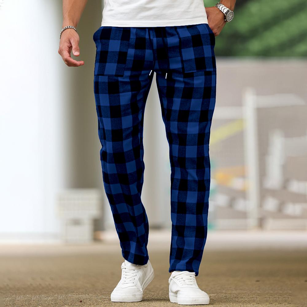 Мужские повседневные клетчатые брюки Модные трендовые брюки