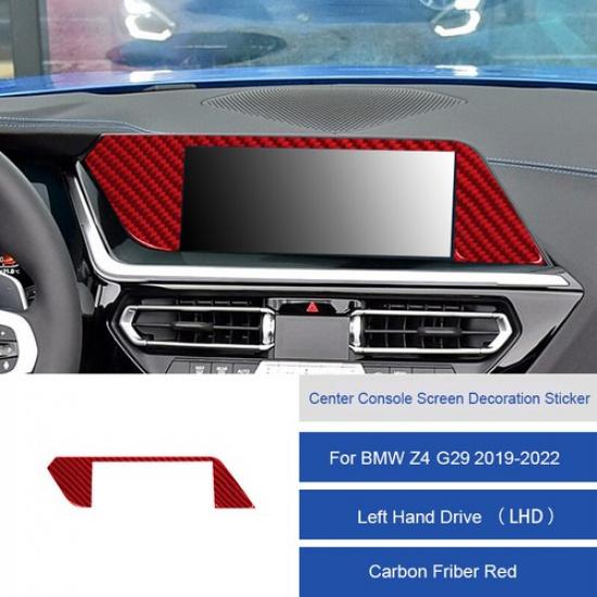 Red Carbon Fiber Car Front Center Screen Frame Sticker For BMW Z4 G29 19-22 LHD