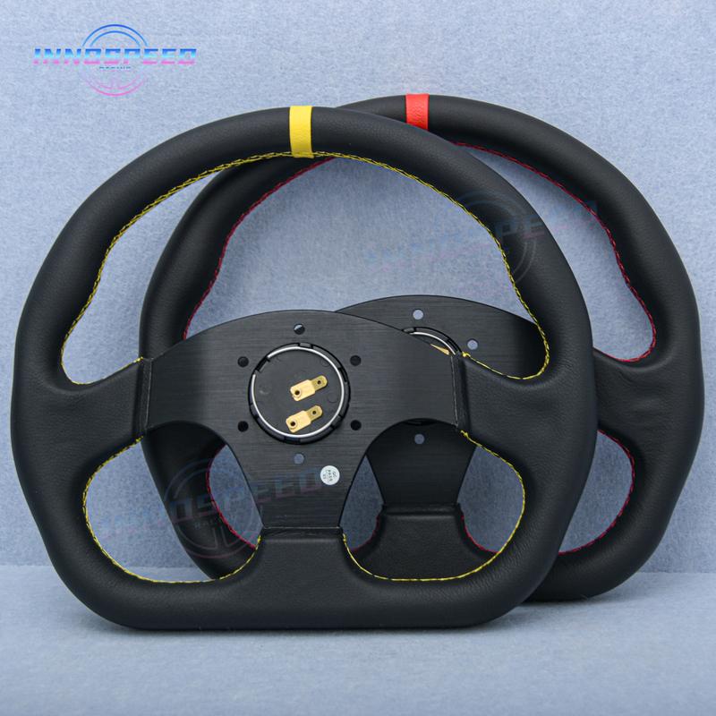 13inch Universal D Shape Racing Leather Flat Sim Sport Steering Wheel for Game Car Accessories