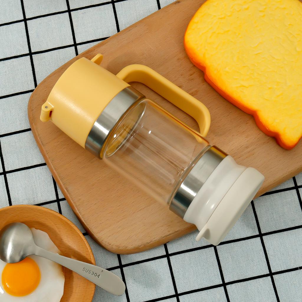 Стеклянный диспенсер для меда с ручкой, банка для масла без капель, графин для барбекю, кухни, выпечки, жарки, пикника, многофункциональный диспенсер для кленового сиропа