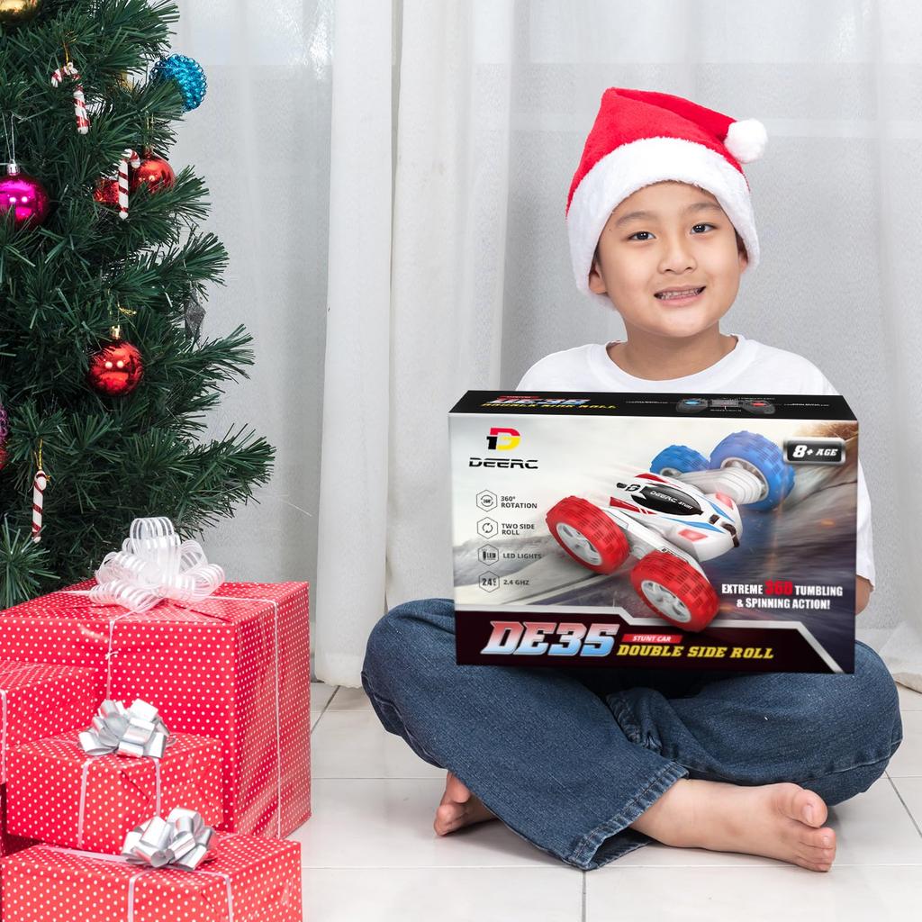 Радиоуправляемая машина DEERC для трюков с дистанционным управлением, вращающаяся на 360 градусов, поставляется с 2 пробегами на 40 беспроводных дней для начальной школы и средней школы