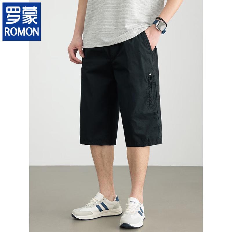 ROMON Men's Pure Cotton Sports Casual Cropped Pants