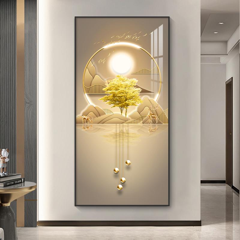 Абстрактная роскошная золотая картина на холсте, богатое дерево, свет, настенное искусство, постеры с оленями и принты для гостиной, крыльца, декора коридора