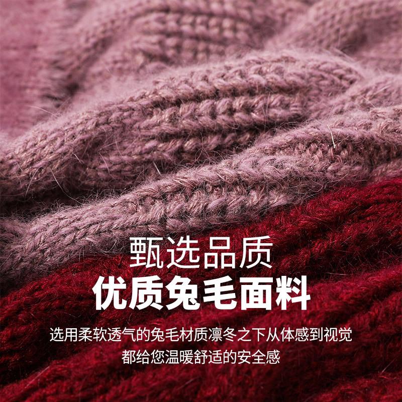 Вязаная шапка для защиты ушей для среднего и пожилого возраста, зимняя шапка из кроличьего меха, женская универсальная бархатная утолщенная шапка для мамы, теплая шерстяная шапка