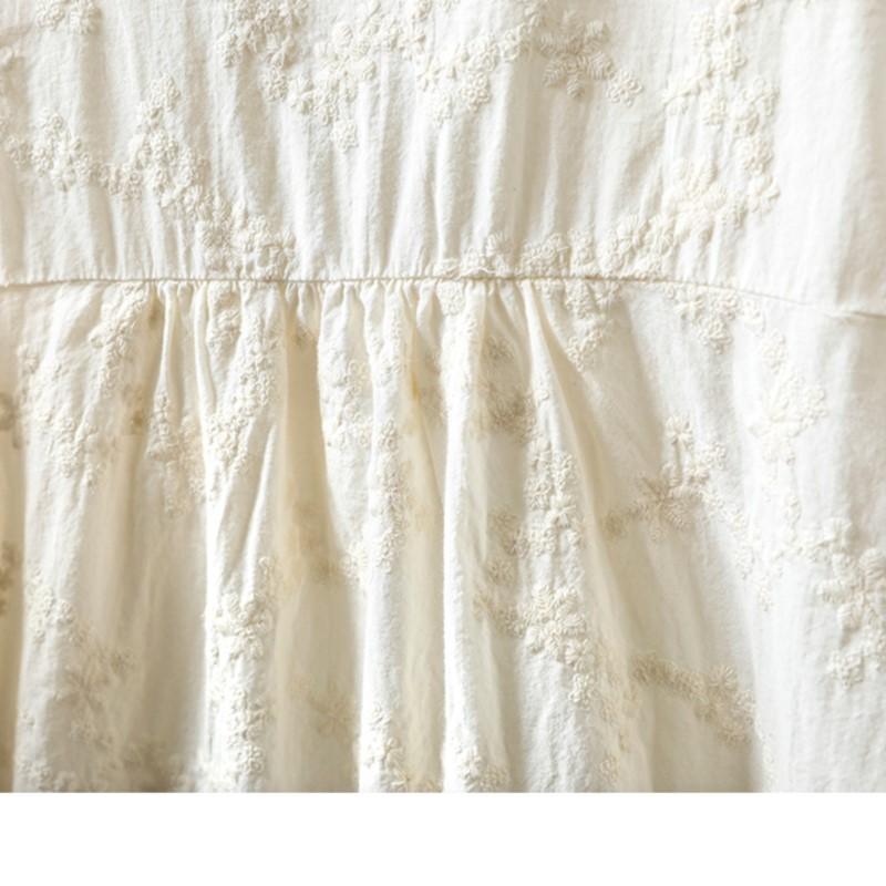 Embroidery Johnature Women Floral Vintage Shirts Tops Cotton Autumn Blouses Button Loose Sweet Soft Shirts