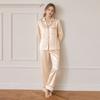 Womens 100% Mulberry Silk Pajama Set Luxury Loungewear Long Sleeve Pant