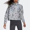 adidas Куртка Fast Aop со светоотражающим логотипом, спортивная куртка на молнии, женская куртка светло-серого цвета GU3828