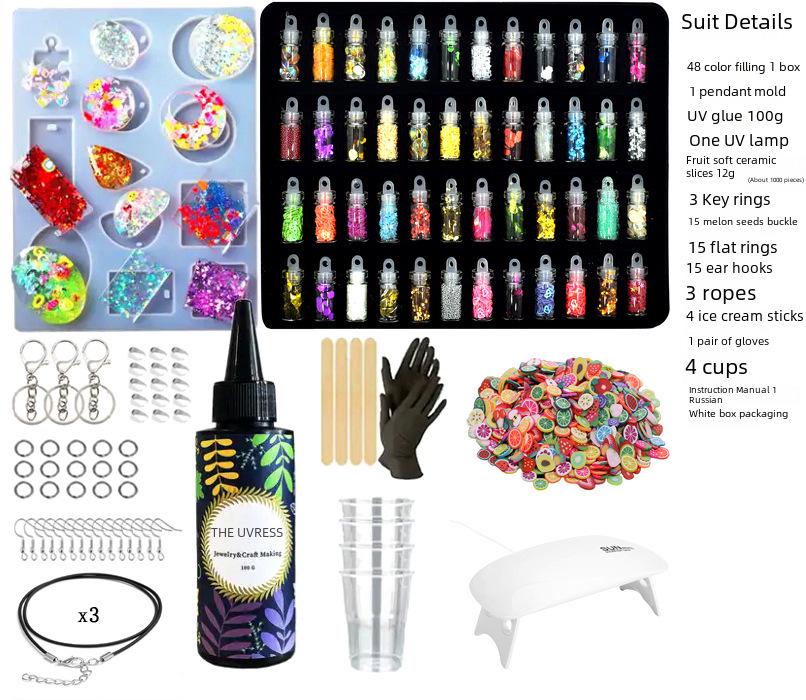 UV Epoxy Resin Set with Crystal Mold & Russian Instructions