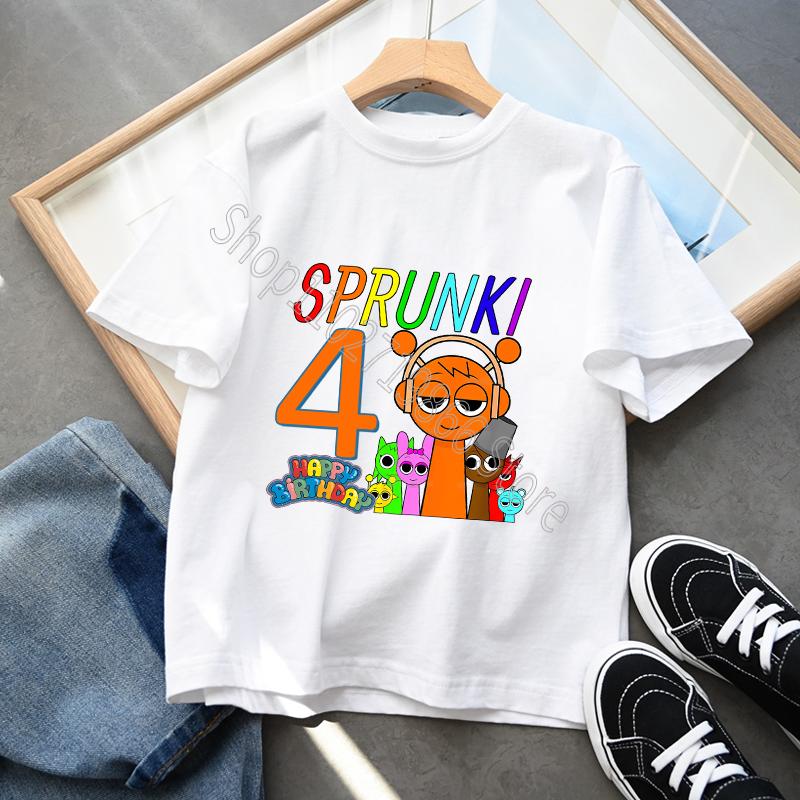 Cottom 100% Sprunki Incredibox Детская одежда для мальчиков и девочек Футболка для дня рождения с рисунком из мультфильмов и игр, с короткими рукавами, классные удобные топы