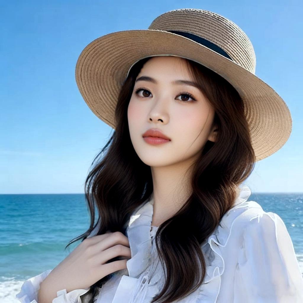 French flat-top straw hat women's beach sun hat summer travel sun hat hot top hat