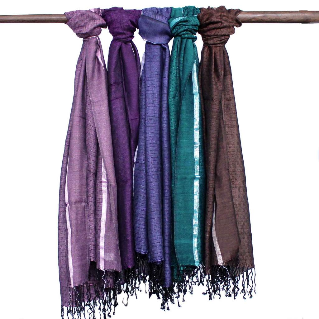 Indian Boho Cotton Scarf – Gold Thread Assorted Colours