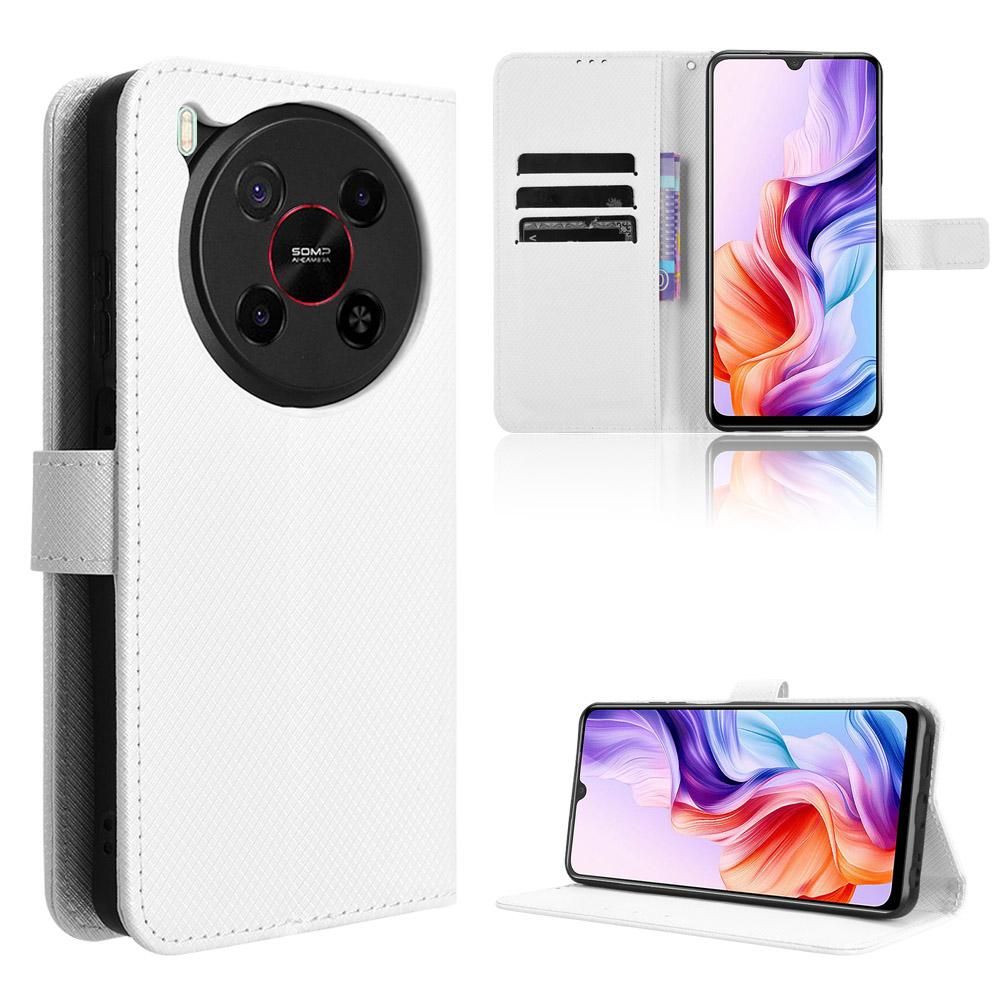 For ZTE Blade V70 Max Leather Wallet Case with Strap Diamond Texture Phone Cover