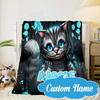 Custom Name che-shire cat Blanket bed sofa Blanket Flannel Blanket for Camping, Hiking, Picnic Essentials,gift for Fan family