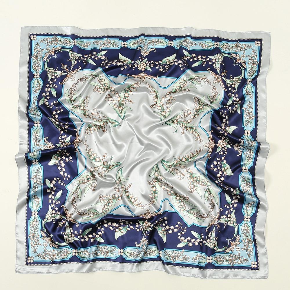 Printed Large Hair Bandana Satin Silk Female Shawl Wrap Fashion Women Head Scarf