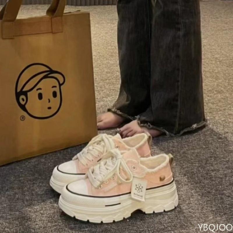 Ретро Классические Женские Плоские Кеды на Шнуровке на Толстой Подошве на Платформе Холщовые Туфли Мульти Универсальные Женские Вулканизированные Туфли Кроссовки