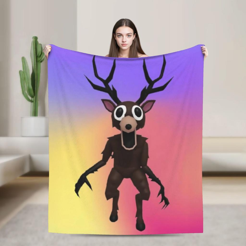 99 Nights in the Forest The Deer Flannel Throw Fashion Blanket Horror Game Bedding Knitted Fashion Blanket Outdoor Lightweight Multi-functio