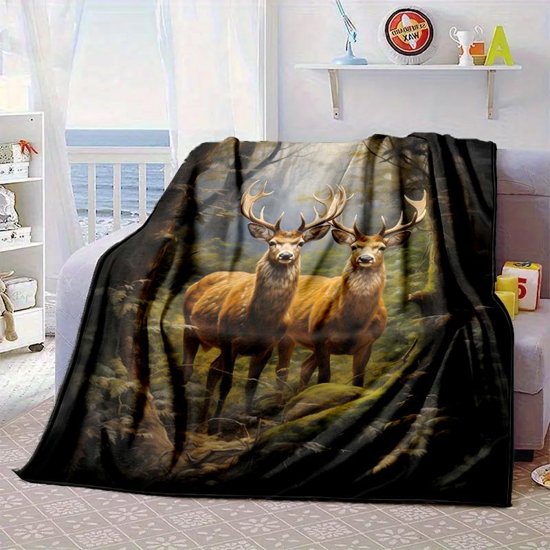 Deer With Floral Crown Blanket Flannel Blanket Throw Blanket Sofa Cover Blanket Soft Premium Blanket Picnic Blanket Tv Blanket Gifts