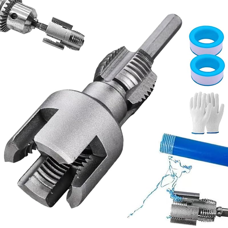 Интегрированный инструмент для нарезания внутренней и внешней резьбы, инструмент для нарезания резьбы ПВХ для электродрели, 1/2" (DN15) 3/4" (Ду20) Инструмент для перенарезки резьбы труб,