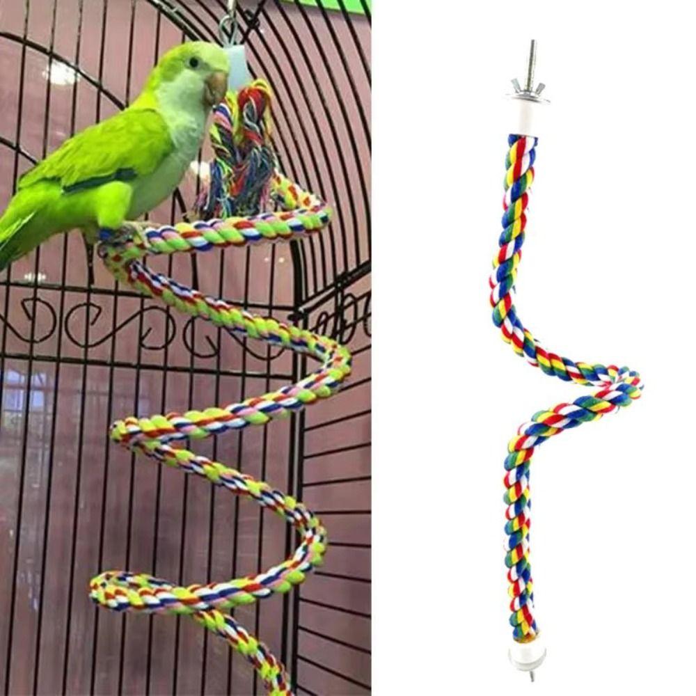 Colorful Parrot Rope Toy 40/80//105/200cm Parrot Stand Chewing Station Bird Perch for Cage  Parrot