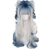 Lolita Harajuku Gal Gothic Lolita Light Mori Princess Small Everyday Wig Wig, Style, Style, Cosplay, White, Blue, Mesh, Gothic, Long, Girl, Dreamy,