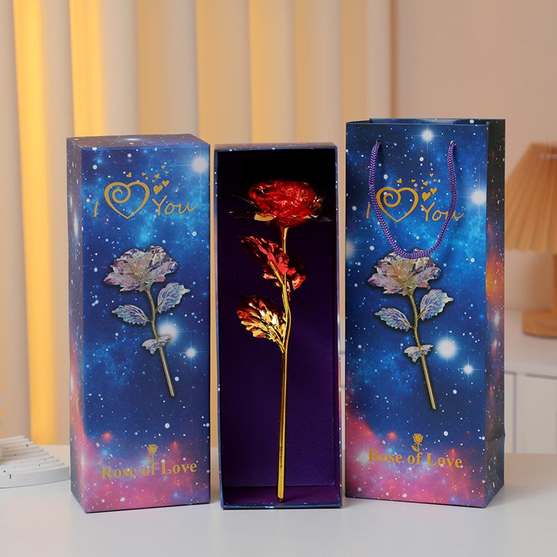 Роза из 24-каратной золотой фольги Светящийся букет: Сохраненные искусственные цветы на День святого Валентина, День матери и дни рождения