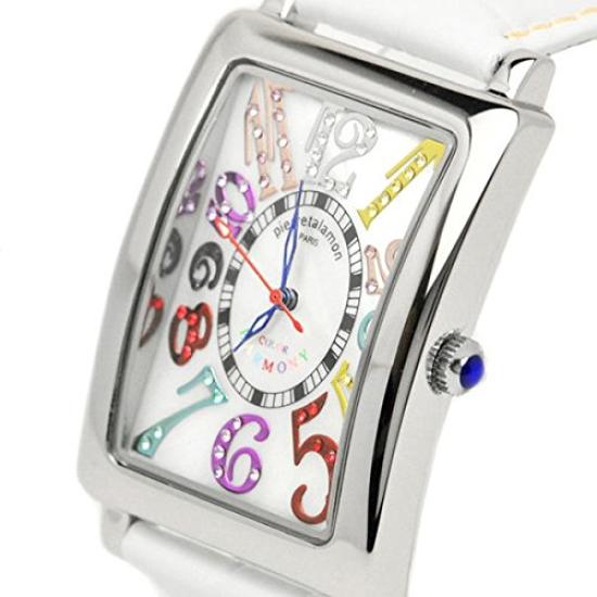 Серебряные часы из белой крокодиловой кожи с кубическим цирконием [Piertalamon] Мужские PT-9000H-1 [Товар]