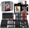 HIFORNY Drawing Sketching Set 136 Pieces Professional Art Supplies Metallic Blending Watercolor Coloring Zipper Case & Graphite, Charcoal, Color,