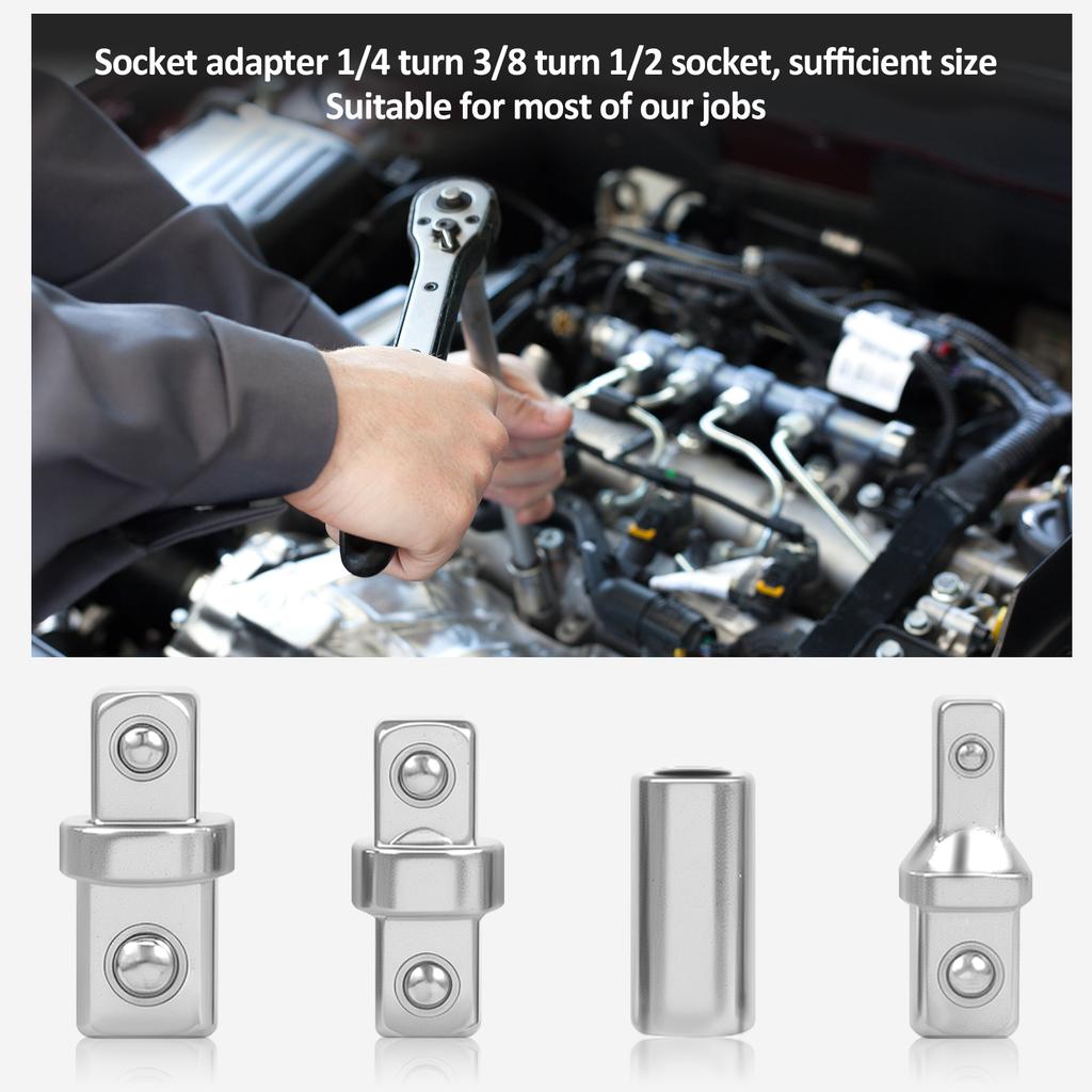 16Pcs Double Square Head Socket Adapter Converter Reducer Set 1/4 3/8 1/2 Impact Drive Ratchet Wrench Socket Adaptor Repair Tool