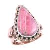 Подарочное кольцо из двухцветного серебра 925 пробы с натуральным родохрозитом S.6 T0t97