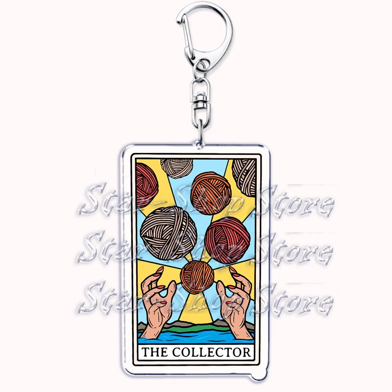 Popular Culture Halloween Tarot Card Keychains for Accessories Moon Luna Death Keyring Jewelry Fans Lovers Friends Reader Gifts