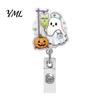 Pumpkin Badge Holder Halloween Retractable Reel, Ghost Black Cat And Design, Nurse Reel 360 Degree Rotating Acrylic ID for Nurses Office Staff Cute