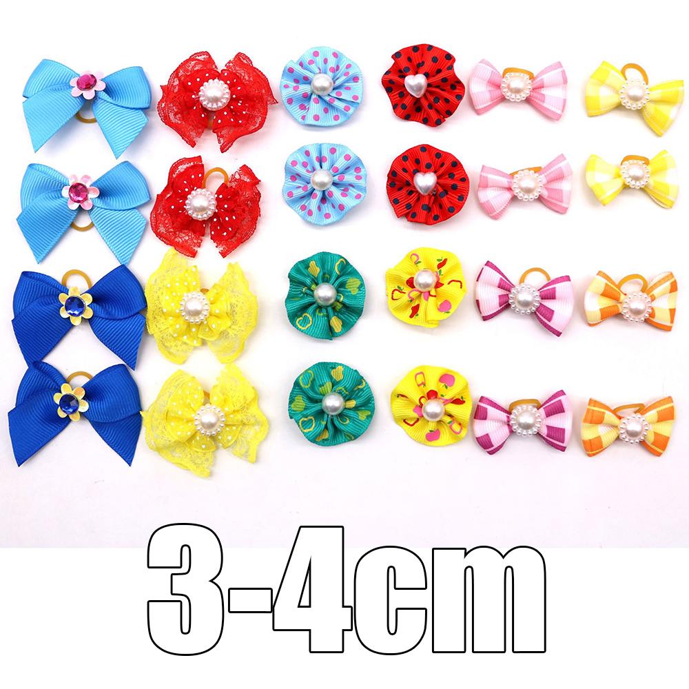 30 шт., бантики для волос для собак и кошек, жемчужные цветы, резинка для щенка, головной убор, новый