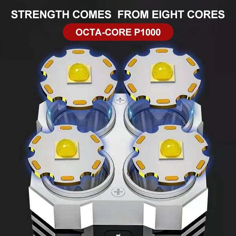 Светодиодные фонари высокой мощности, походный фонарь с 4 лампами и боковым фонарем COB, перезаряжаемый портативный ручной фонарь, 4 режима освещения