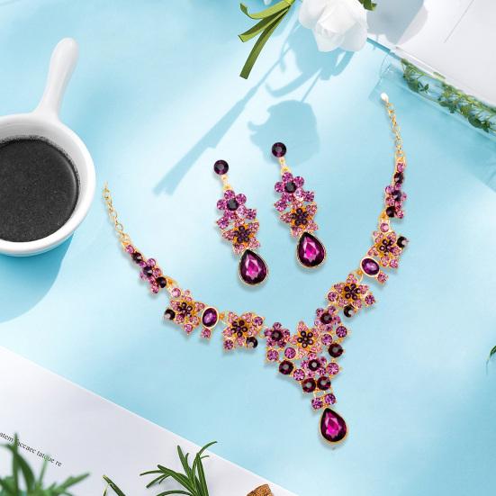 1 комплект ювелирных изделий для невесты, искусственное ожерелье с кристаллами, симметричный роскошный комплект, висячие серьги, выпускной вечер