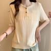 Женские свитера, пуловеры 2025 Лето Короткий рукав О-образный вырез Белый вязаный повседневный свитер Женские топы Пуловер JJ271