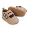 Khaki 0-18M Baby Casual Shoes Infant Toddler Bowknot Non-slip Rubber Soft-Sole Flat PU First Walker Newborn Bow Decor Mary Janes