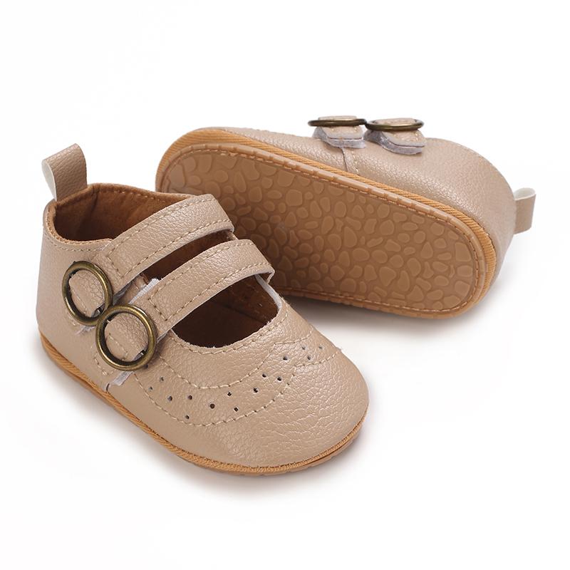 Khaki 0-18M Baby Casual Shoes Infant Toddler Bowknot Non-slip Rubber Soft-Sole Flat PU First Walker Newborn Bow Decor Mary Janes