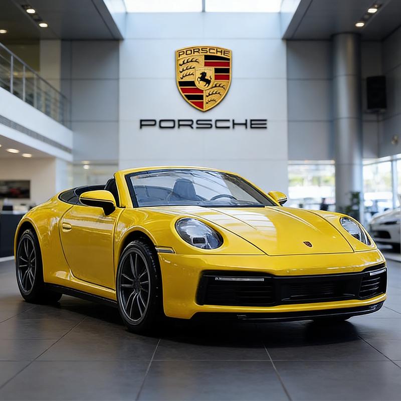 1:32 Porsche 911 Carrera Cabriolet Alloy Muscle Car Model Sound and Light Pull Back Children's Toy Collectibles Birthday gift