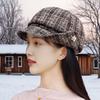 Женские шляпы Осенне-зимний стиль Стеганый Берет-восьмиклинка с отворотом Модный женский берет с козырьком-уточкой