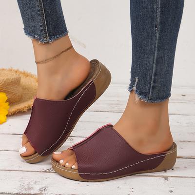 Модные туфли на танкетке для женщин 2024 года, классические женские повседневные тапочки в стиле ретро, ортопедические босоножки с открытым носком премиум-класса Chanclas Mujer