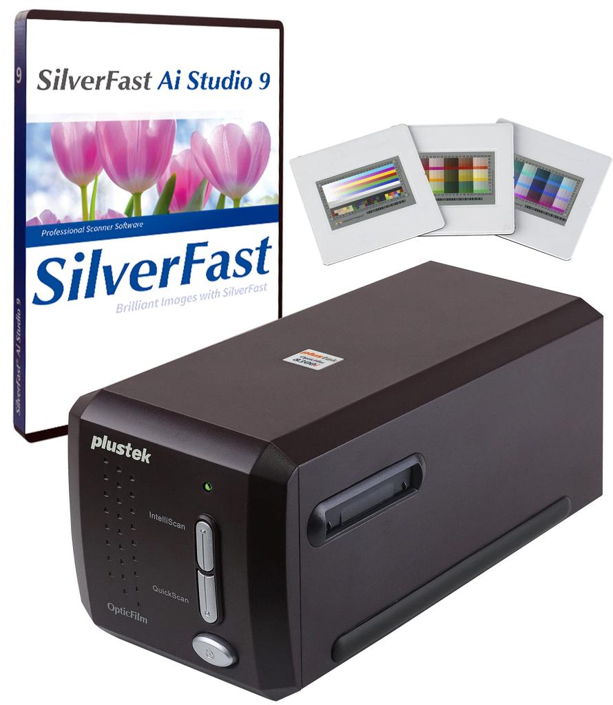 Plustek OpticFilm 8300i Ai Film Scanner SilverFast Ai Studio 9 Advanced IT8 Calibration Target Convert 35mm Film and Slides To Digital - + (3 Slides),