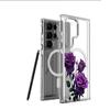 Фиолетовый Цветок Магнитный Прозрачный Чехол для iPhone 15/16/17 Pro Max - Защита по всей поверхности