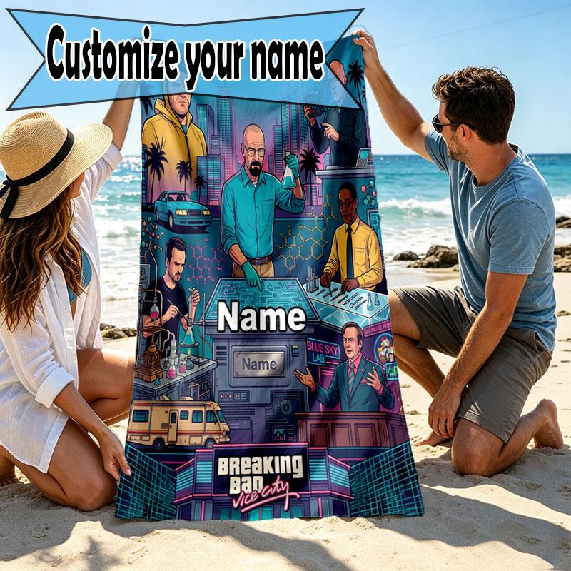 Custom Name Personalized Grand Theft Auto Print Beach Towel, for Trip Camping Beach Party Home Decor, Birthday Gift for Family & Friends