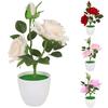 1 Set Artificial Potted Plant Cut Evenly Clear Texture Plastic Table Decor Simulation Rose Flower for Party